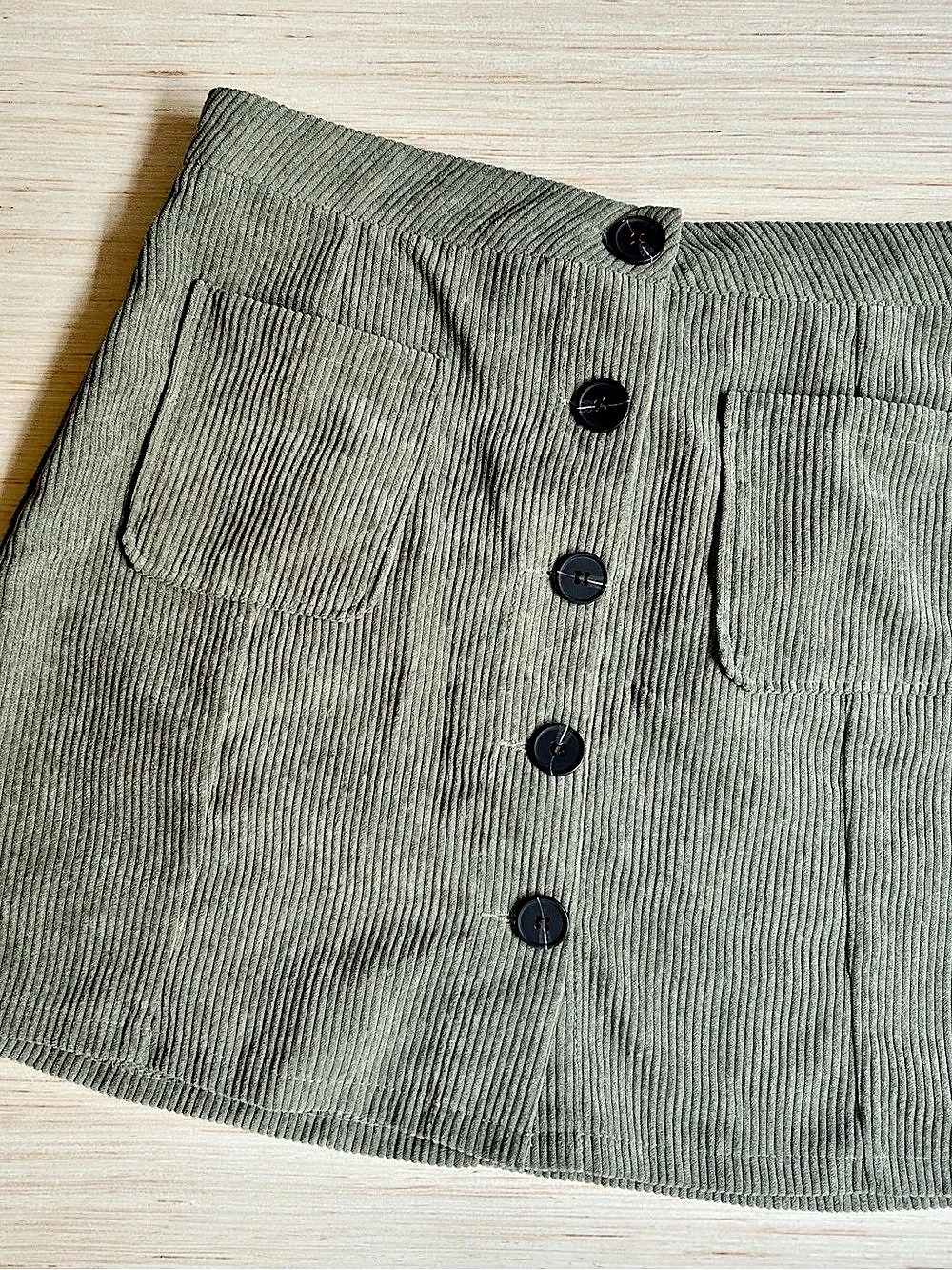 Corduroy Mini Skirt in Green Like New
